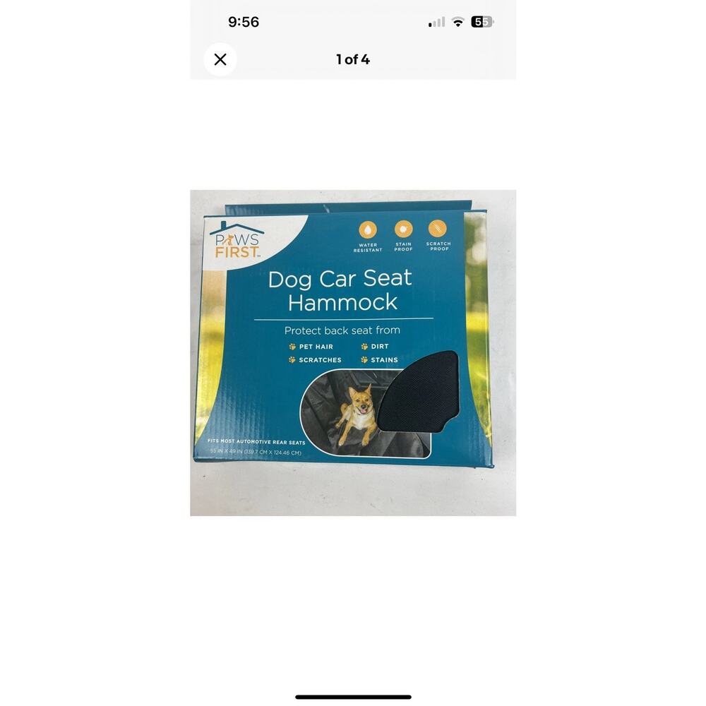 Paws First - Dog Car Seat Cover Hammock - 55" x 49"